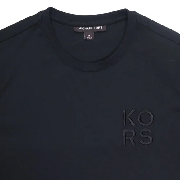 Michael Kors T-shirt Mens Size Medium Embroidered Logo Black Short Sleeve - Picture 4 of 12